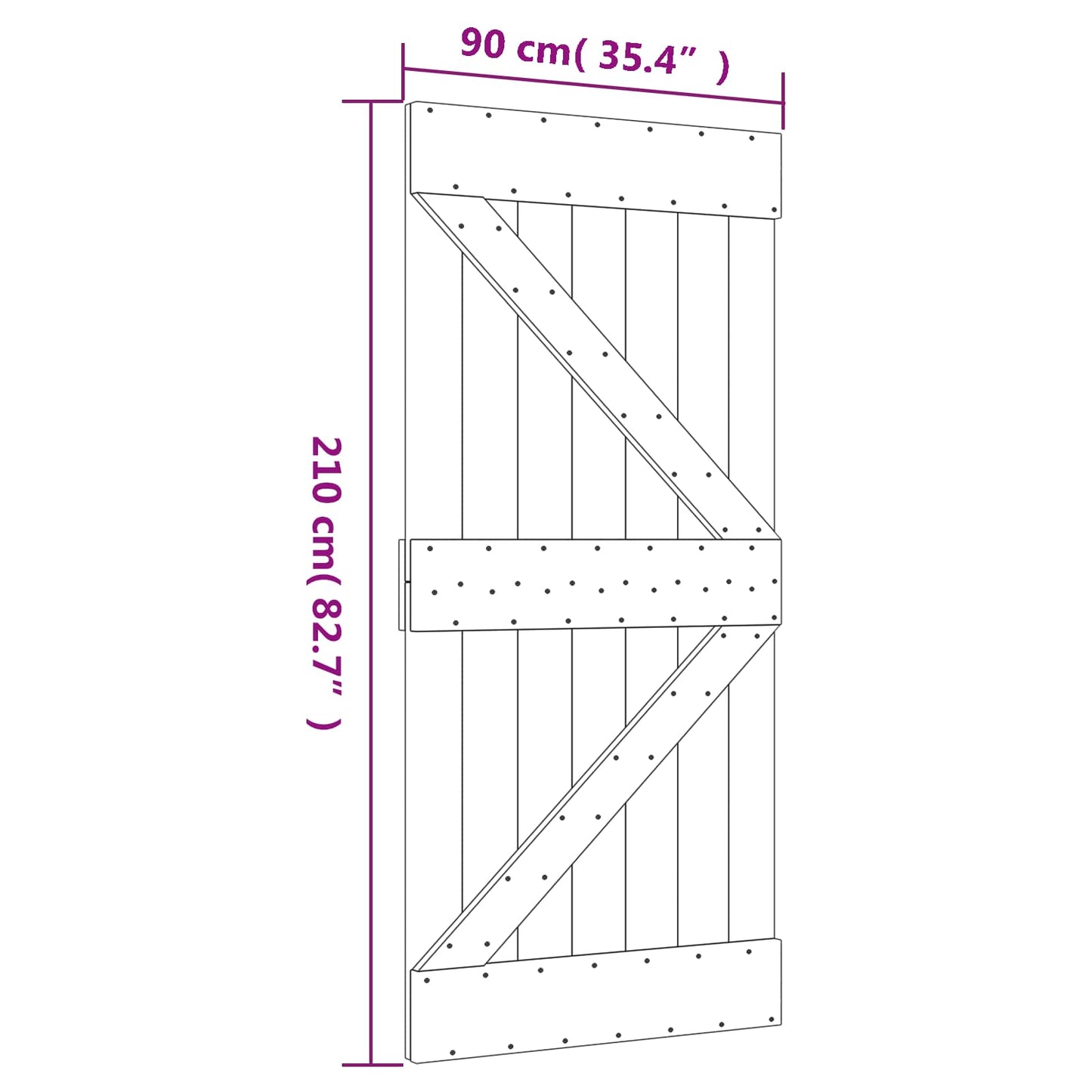 vidaXL Sliding Door 90 x 210 cm Solid Pine Wood Natural and White