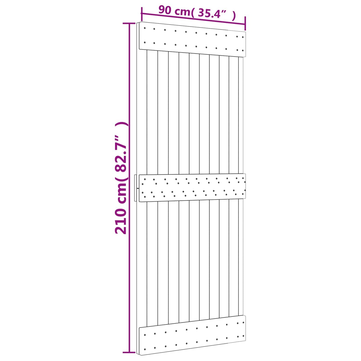 vidaXL Sliding Door Natural and White 90 x 210 cm Solid Pine Wood