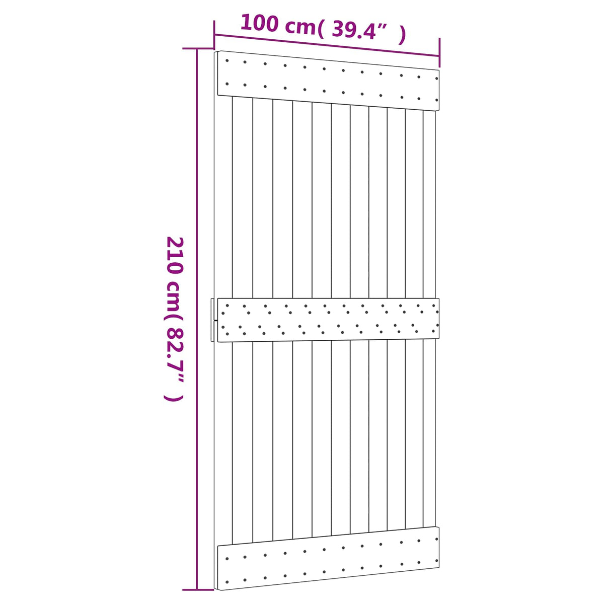 vidaXL Sliding Door Natural and Black 100 x 210 cm Solid Pine Wood