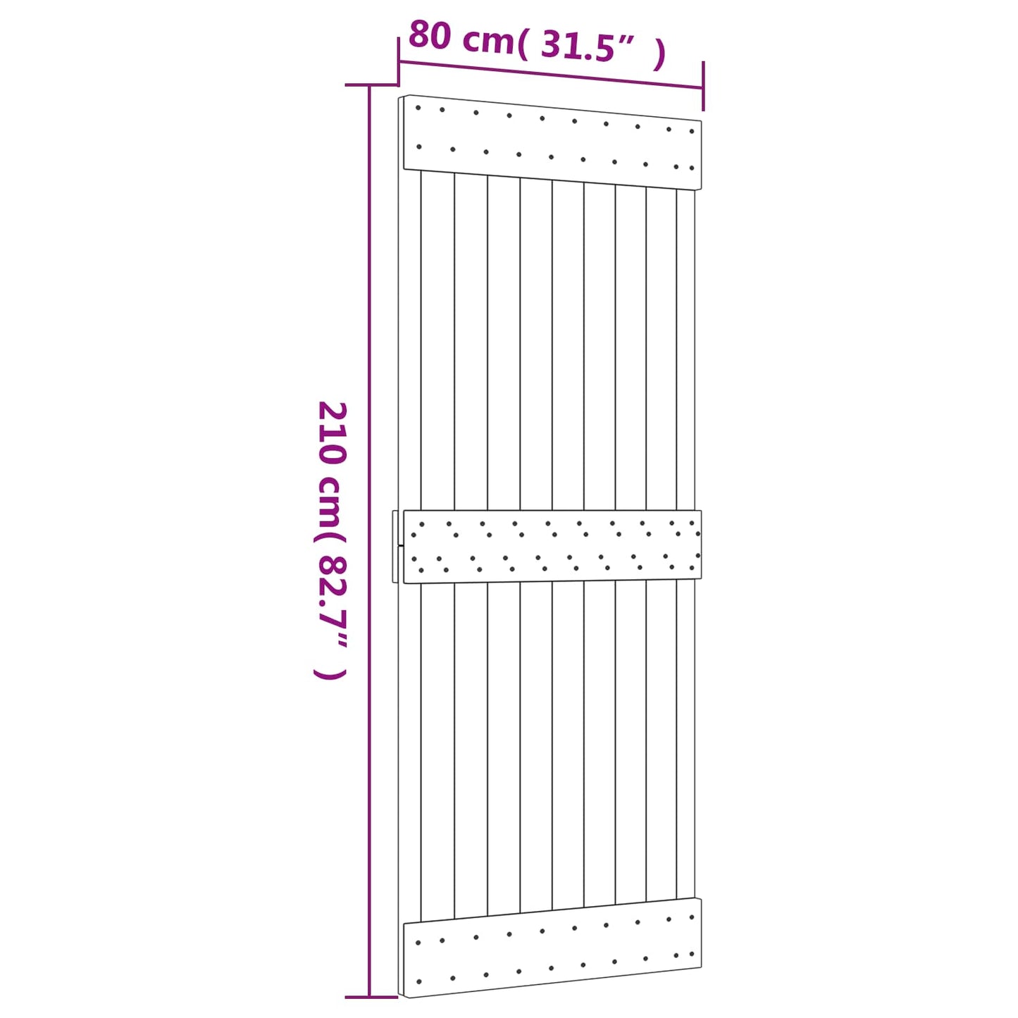 vidaXL Sliding Door Natural and White 80 x 210 cm Solid Pine Wood
