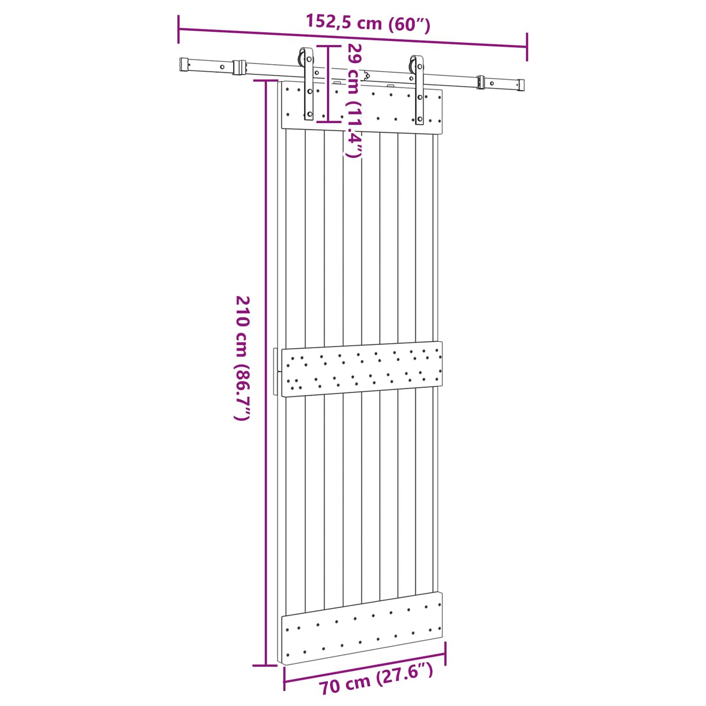 vidaXL Sliding Door NARVIK Natural and Black 70 x 210 cm (152.5 cm)