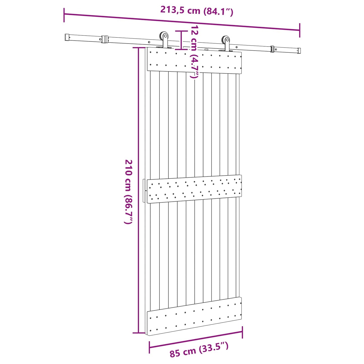 vidaXL Sliding Door NARVIK 85 x 210 cm (213.5 cm) Natural and Black