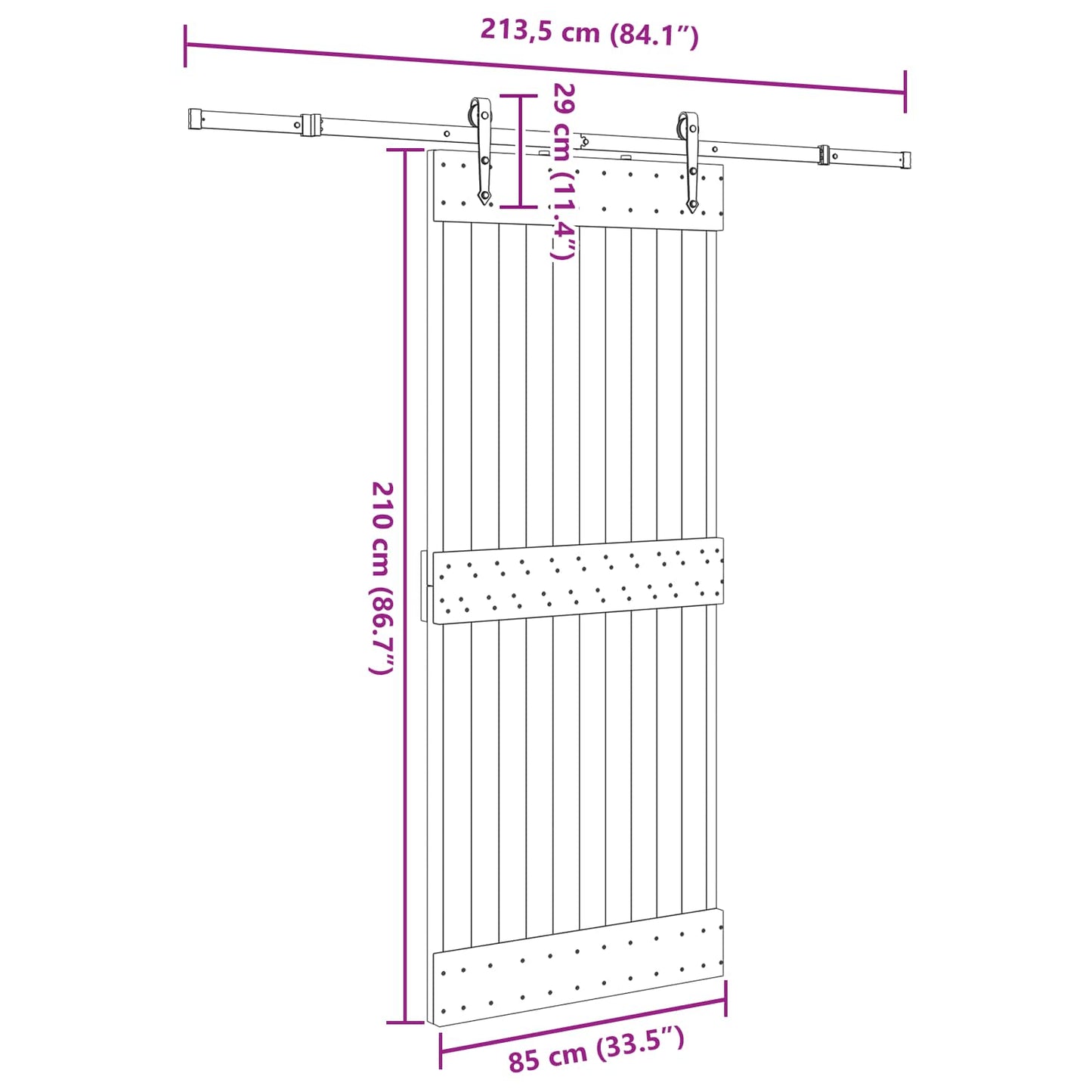 vidaXL Sliding Door NARVIK Natural and Black 85 x 210 cm (213.5 cm)