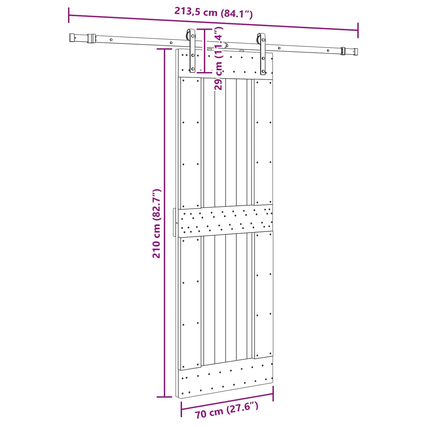 vidaXL Sliding Door NARVIK Natural and Black 70 x 210 cm (213.5 cm)