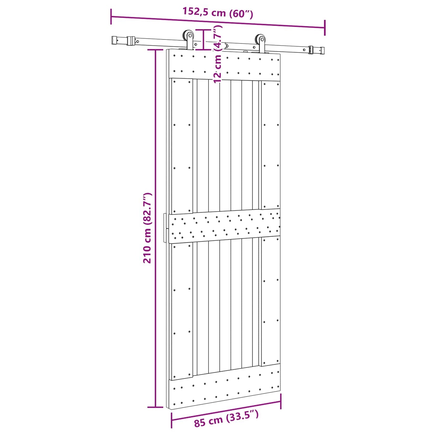 vidaXL Sliding Door NARVIK Natural and Black 85 x 210 cm (152.5 cm)
