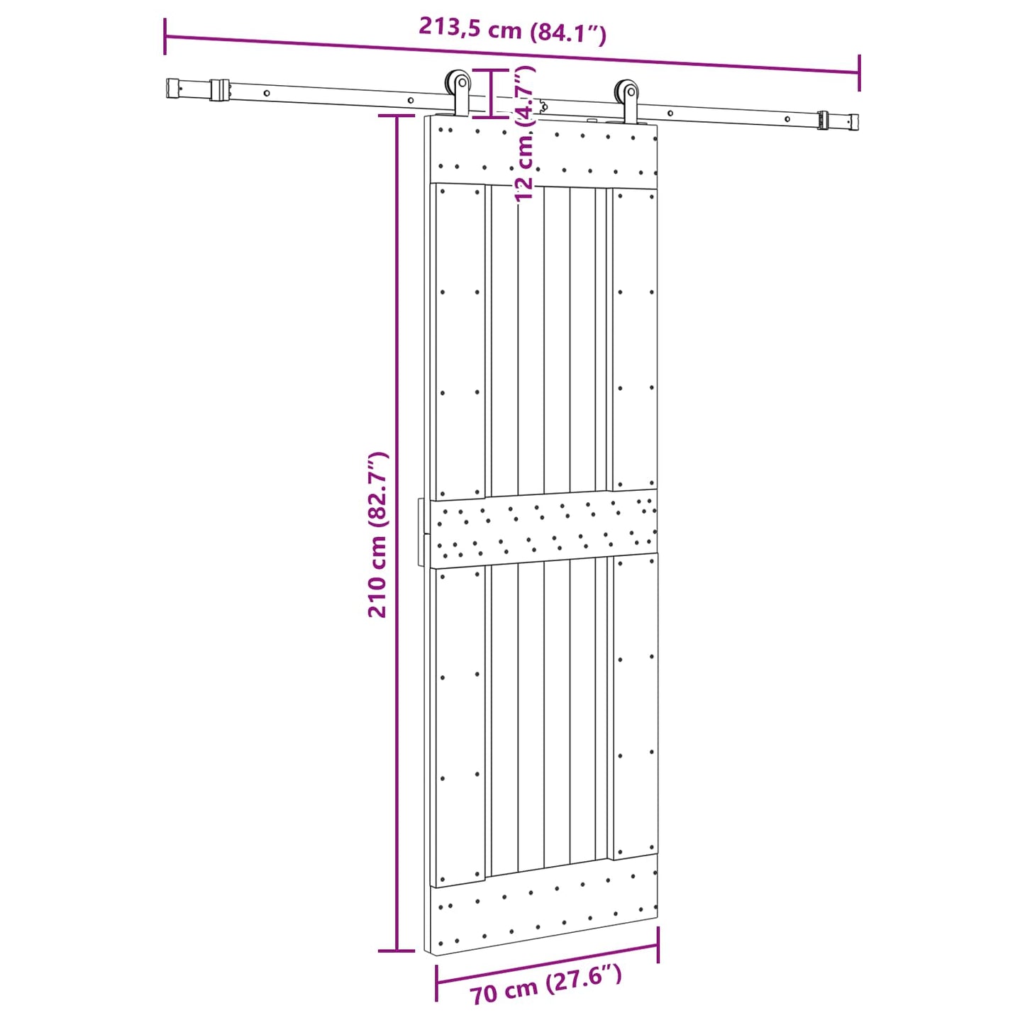 vidaXL Sliding Door NARVIK Natural and Black 70 x 210 cm (213.5 cm)