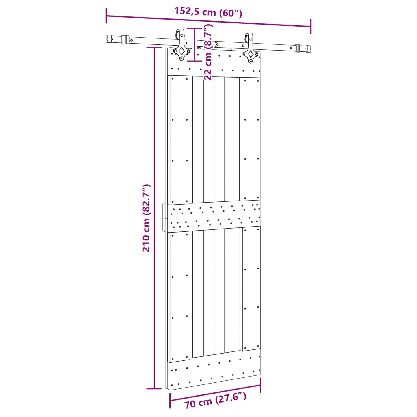vidaXL Sliding Door NARVIK Natural and Black 70 x 210 cm (152.5 cm)