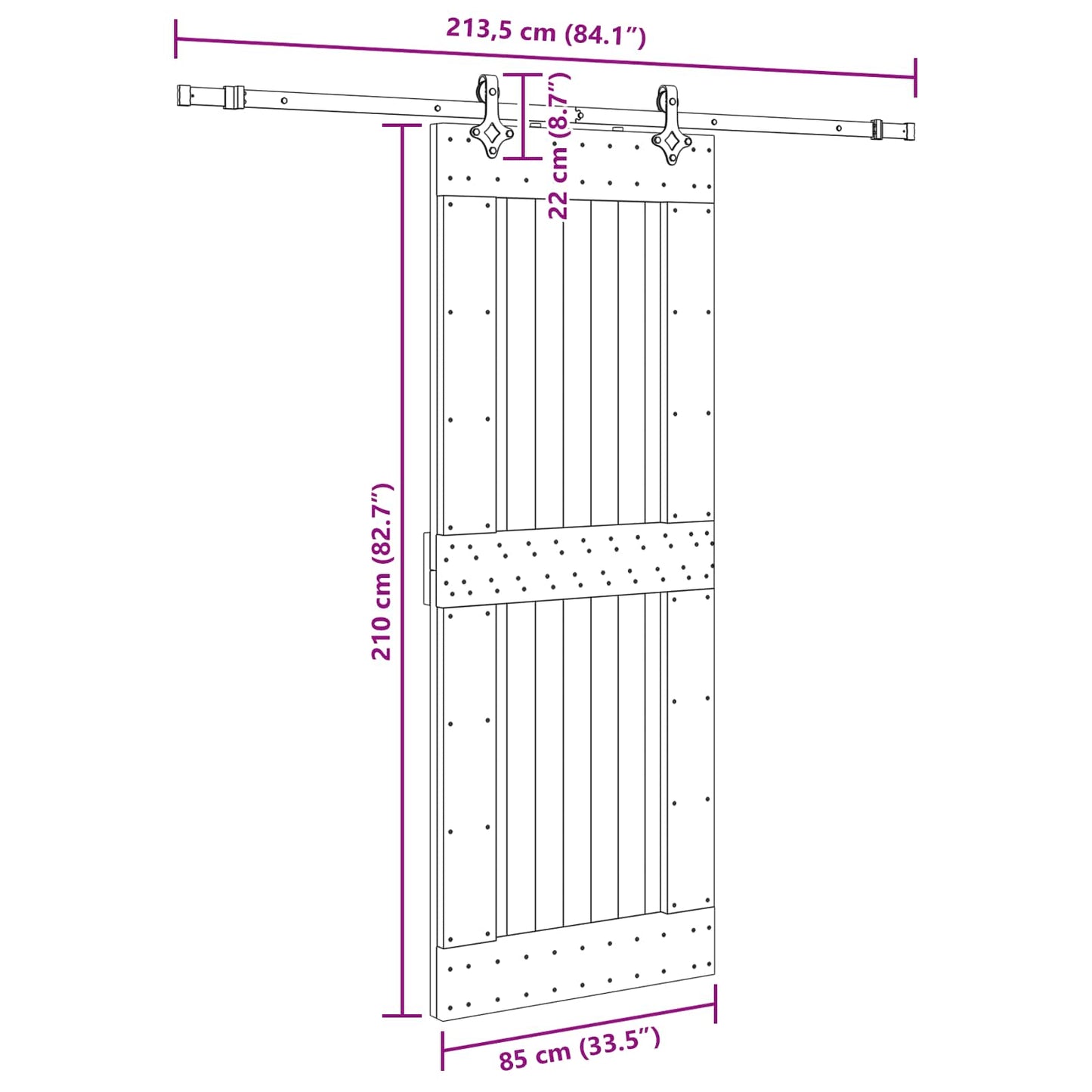 vidaXL Sliding Door NARVIK Natural and Black 85 x 210 cm (213.5 cm)