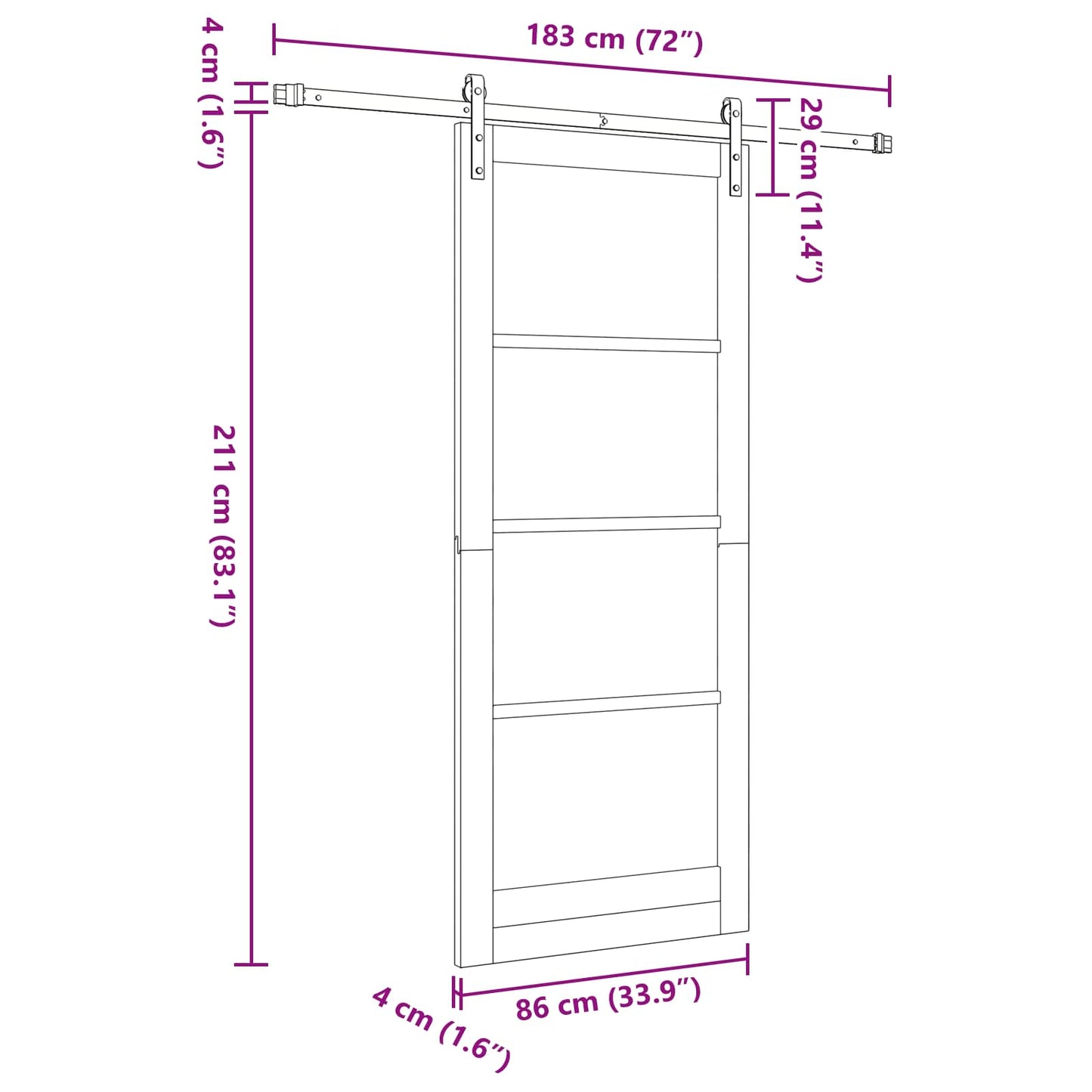 vidaXL Sliding Door Natural and White 86 x 211 cm Solid Pine Wood