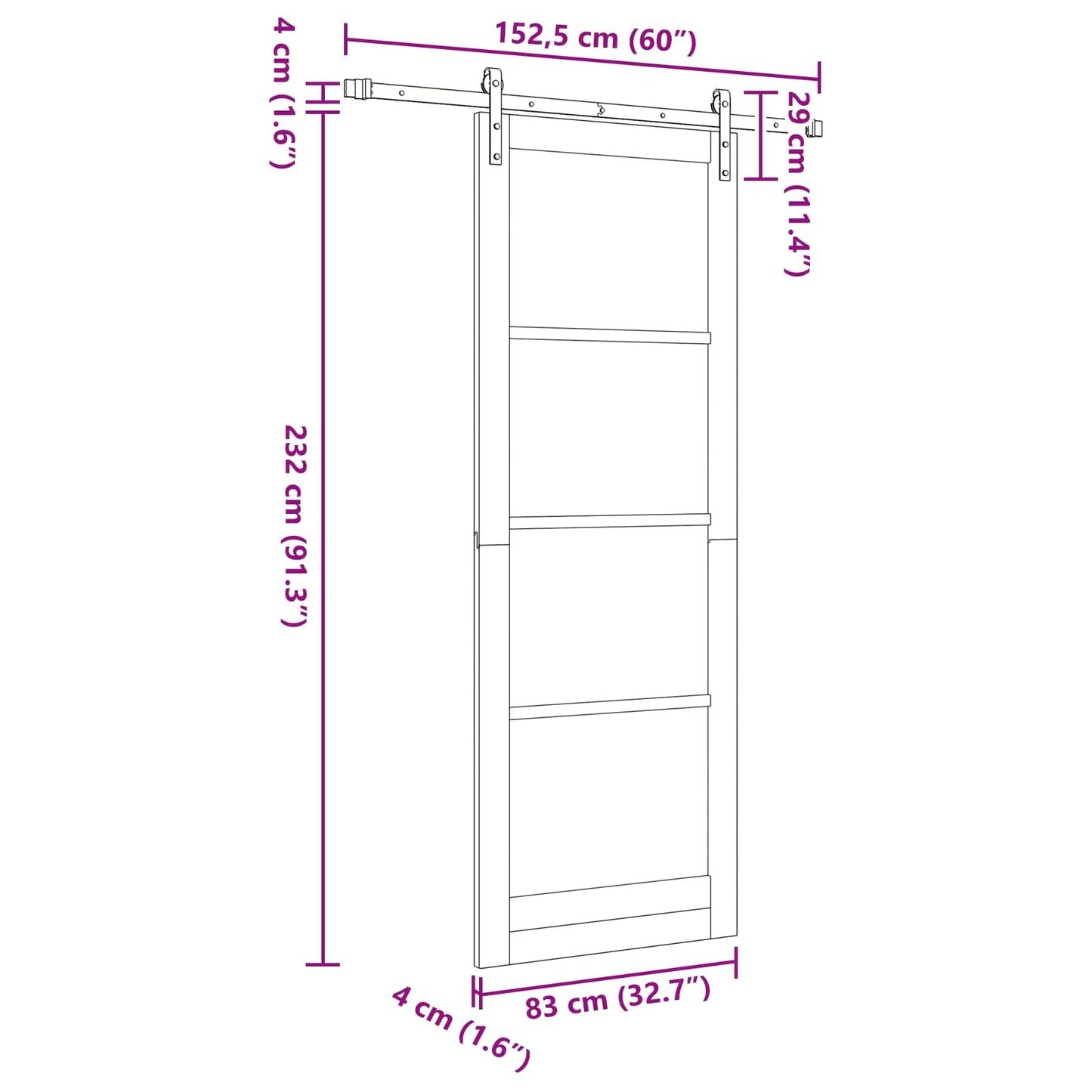 vidaXL Sliding Door White 83 x 232 cm Solid Pine Wood
