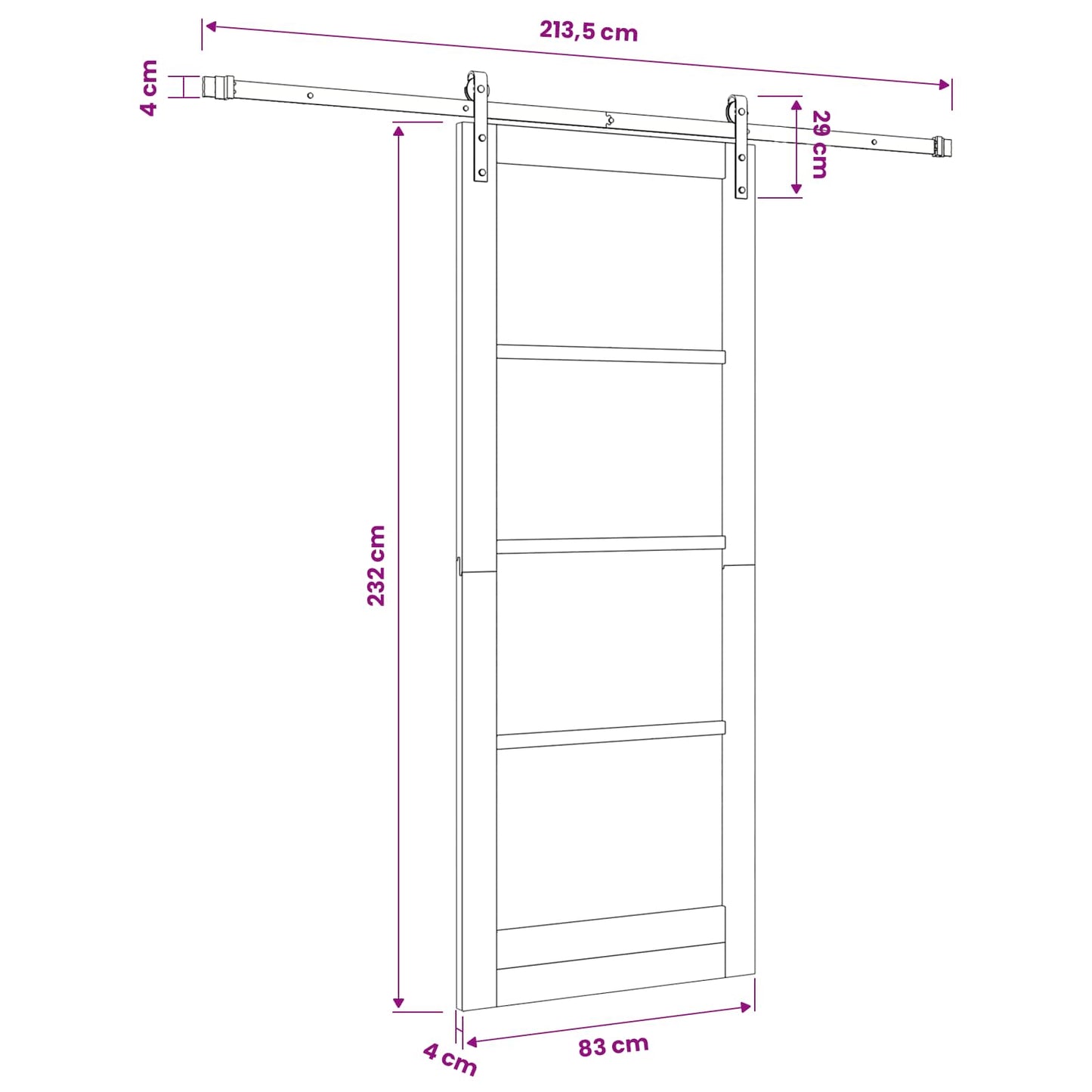 vidaXL Sliding Door White 83 x 232 cm Solid Pine Wood