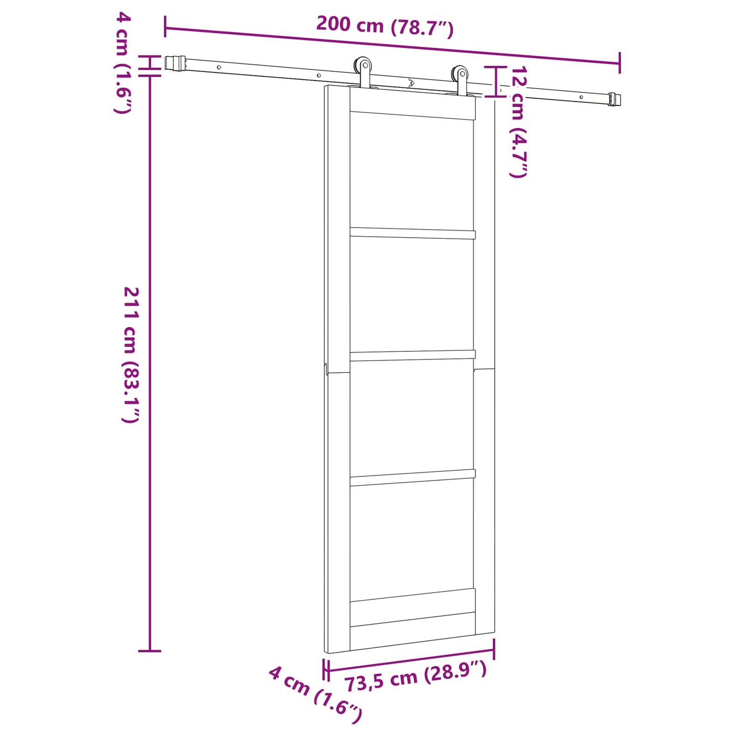 vidaXL Sliding Door Natural and White 73.5 x 211 cm Solid Pine Wood