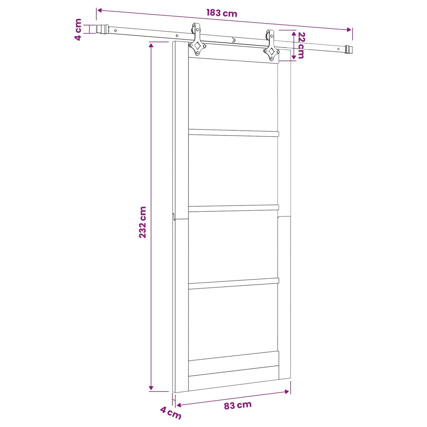 vidaXL Sliding Door Natural and White 83 x 232 cm Solid Pine Wood