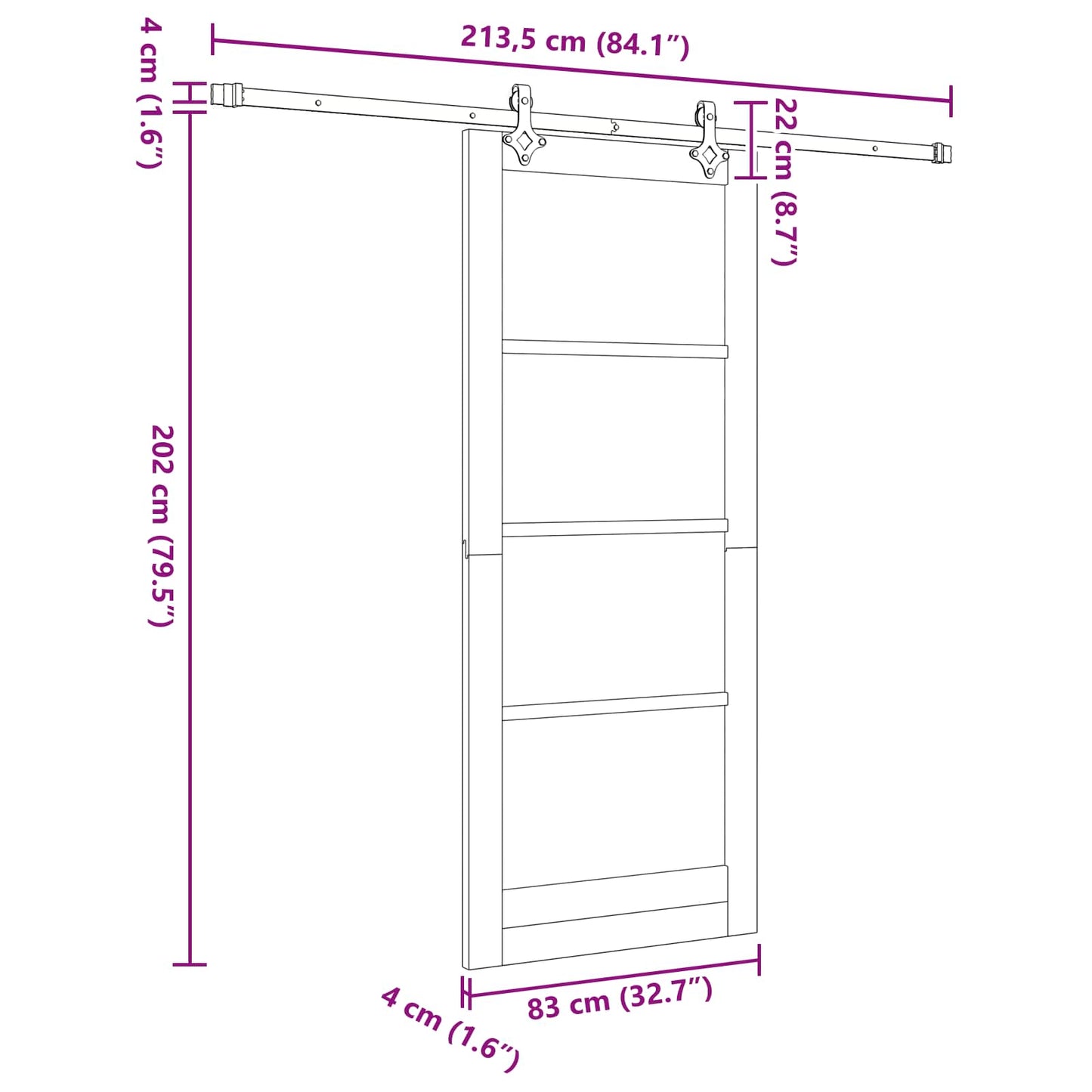 vidaXL Sliding Door ORKDAL White 83 x 202 cm Solid Pine Wood