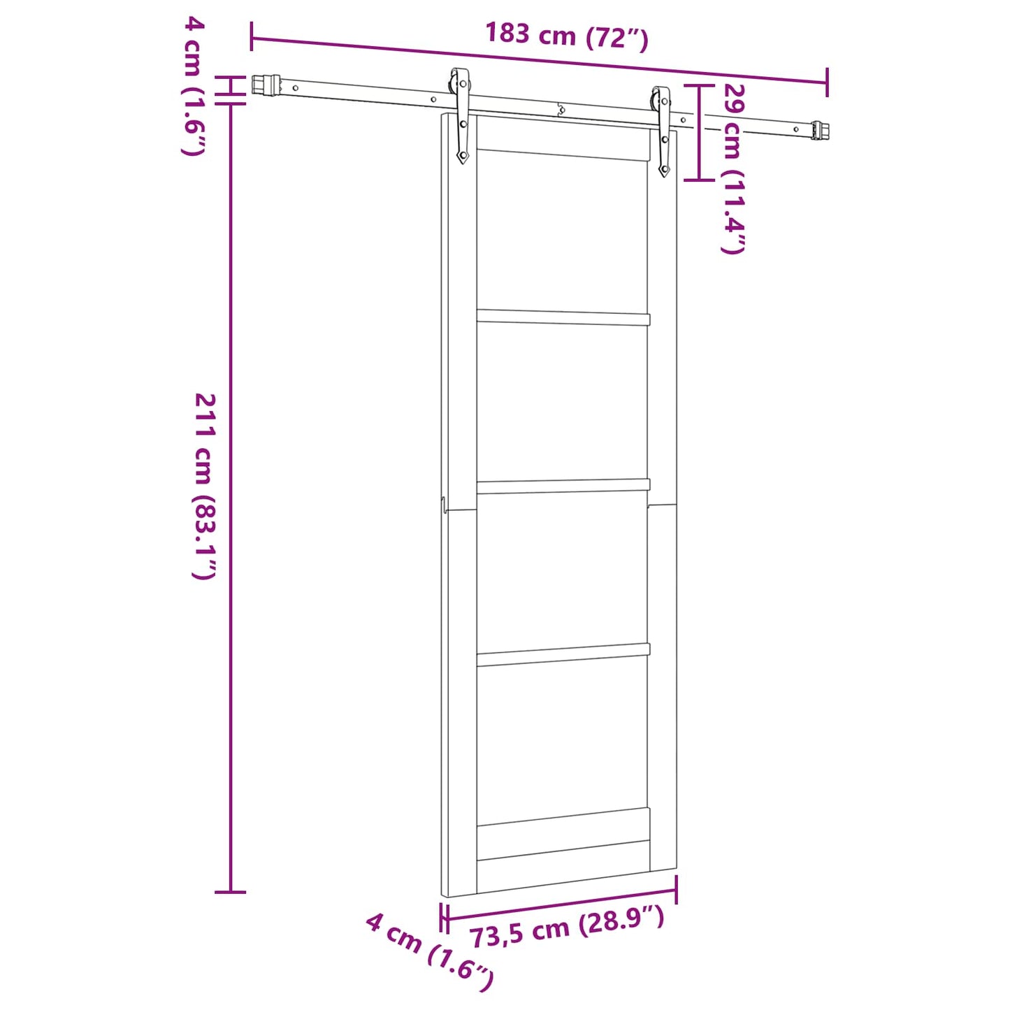 vidaXL Sliding Door ORKDAL Natural and Black 73.5 x 211 cm