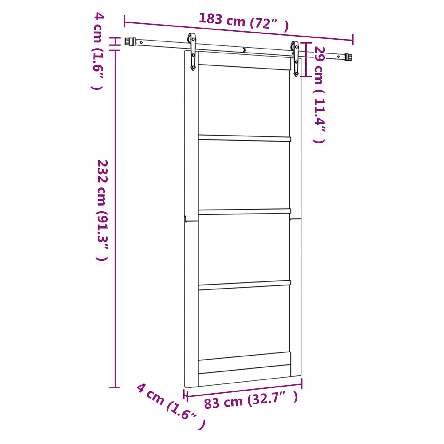 vidaXL Sliding Door ORKDAL Natural and Black 83 x 232 cm