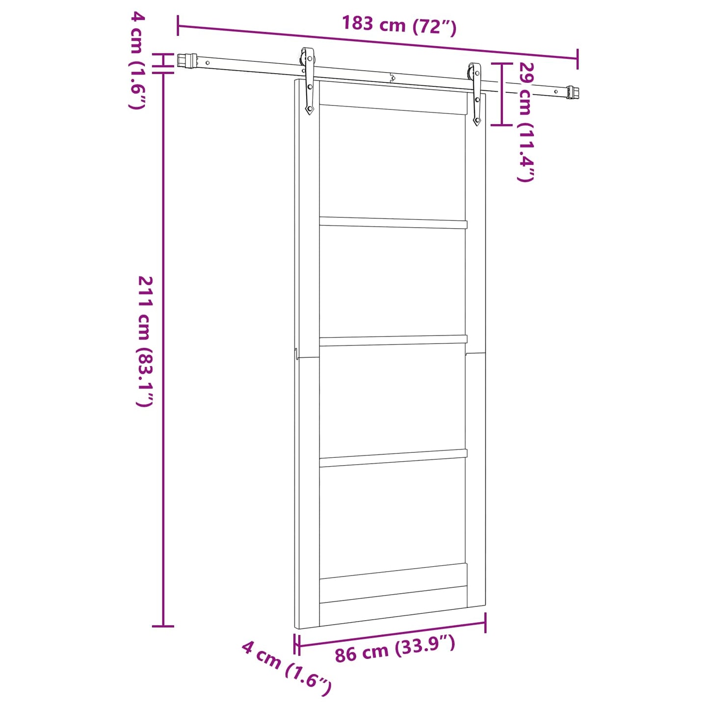 vidaXL Sliding Door ORKDAL Natural and Black 86 x 211 cm