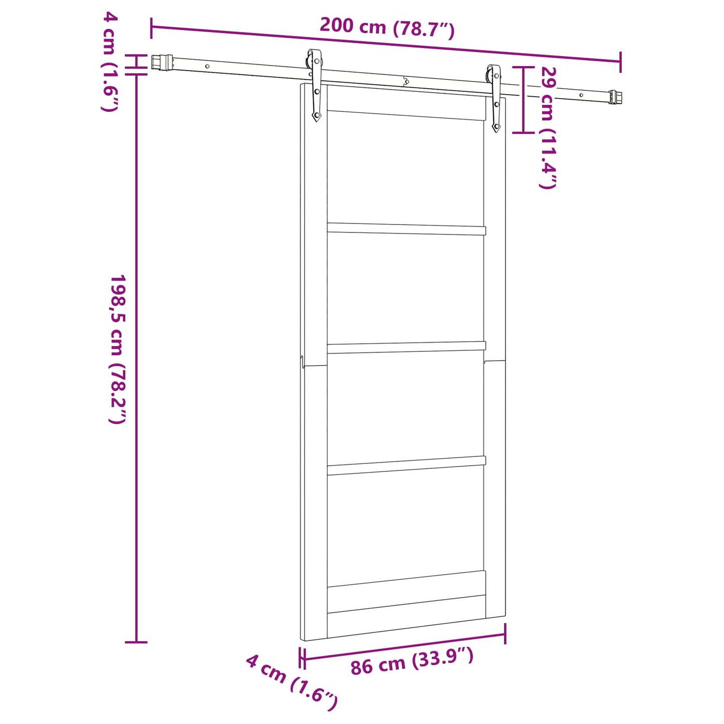 vidaXL Sliding Door ORKDAL Natural and Black 86 x 198.5 cm