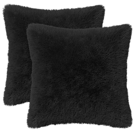 vidaXL Cushion with Pillow HEERLEN 2 pcs Black PV Fleece