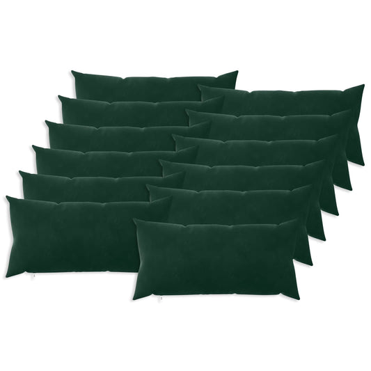 vidaXL Cushion with Pillow HEERLEN 12 pcs Dark Green Velvet