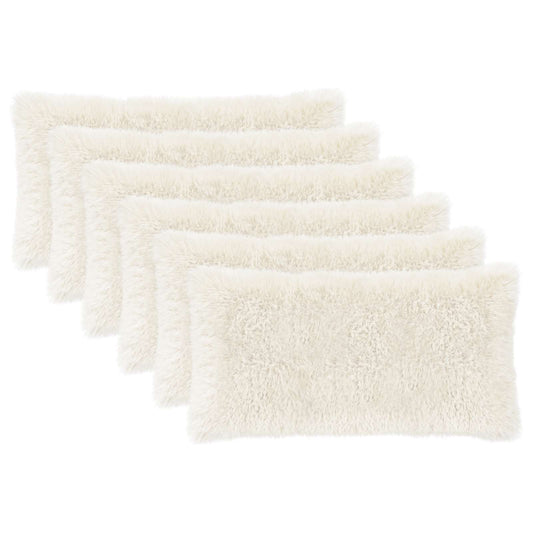 vidaXL Cushion with Pillow HEERLEN 6 pcs White PV Fleece