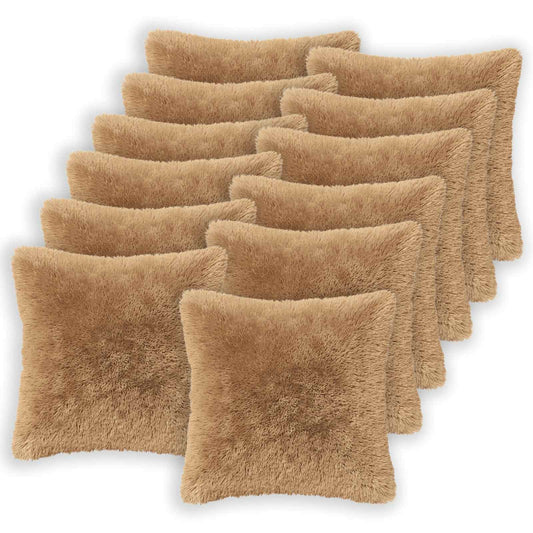 vidaXL Cushion with Pillow HEERLEN 12 pcs Taupe PV Fleece