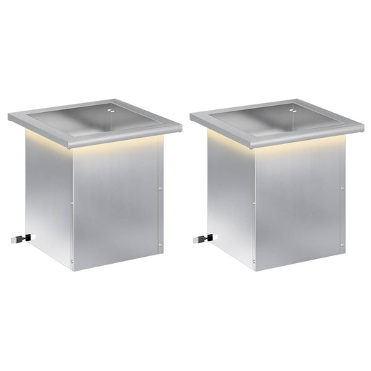 vidaXL Garden Planter with LED 2 pcs Silver 30 x 30 x 30 cm