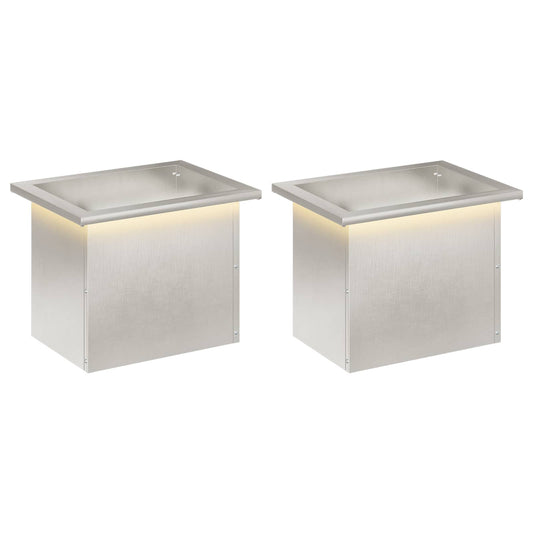 vidaXL Garden Planter with LED 2 pcs Silver 30 x 40 x 30 cm
