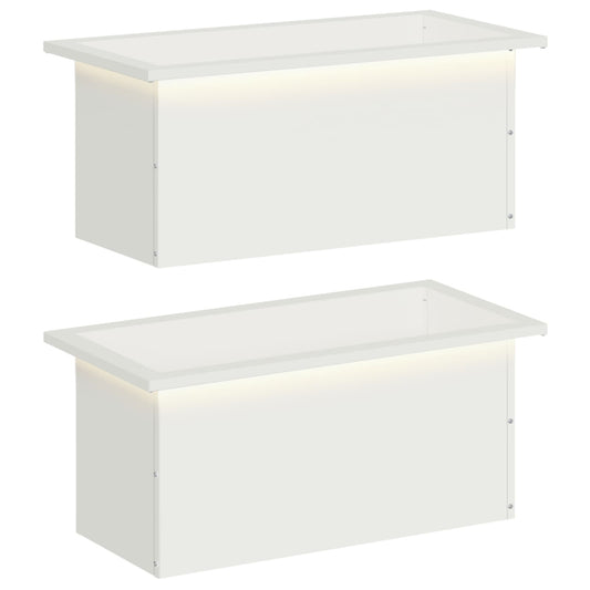 vidaXL Garden Planter with LED 2 pcs White 30 x 60 x 30 cm Steel