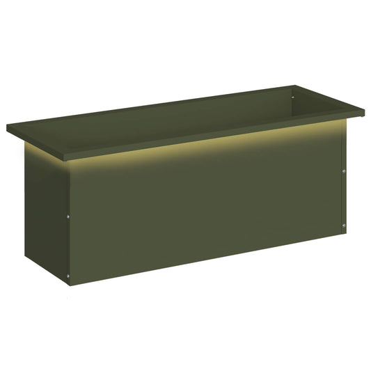vidaXL Garden Planter with LED Olive Green 30 x 80 x 30 cm Steel