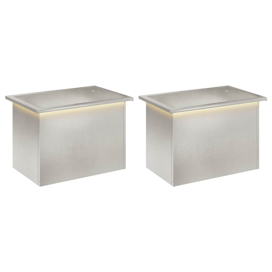 vidaXL Garden Planter with LED 2 pcs Silver 40 x 60 x 40 cm