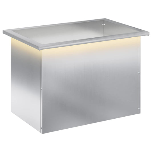 vidaXL Garden Planter with LED Silver 40 x 60 x 40 cm Galvanised Steel