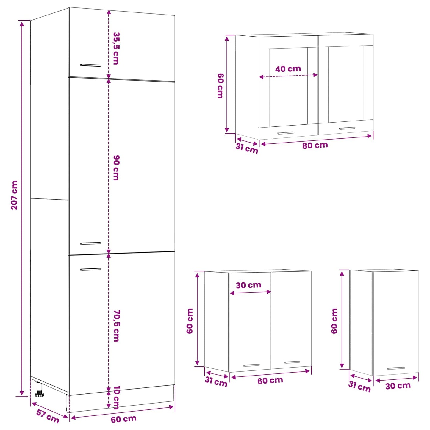 vidaXL Kitchen Unit Lyon 8 pcs Black Oak Engineered Wood