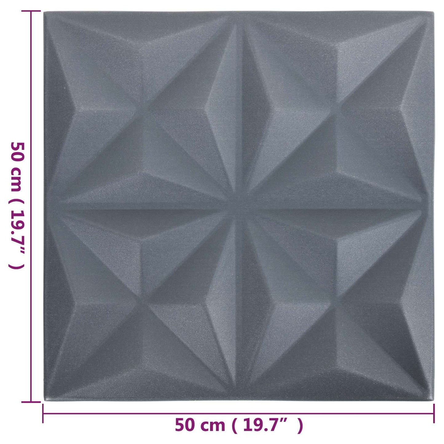 vidaXL Wall Panels 24 pcs Origami Grey 50 x 50 cm XPS Foam