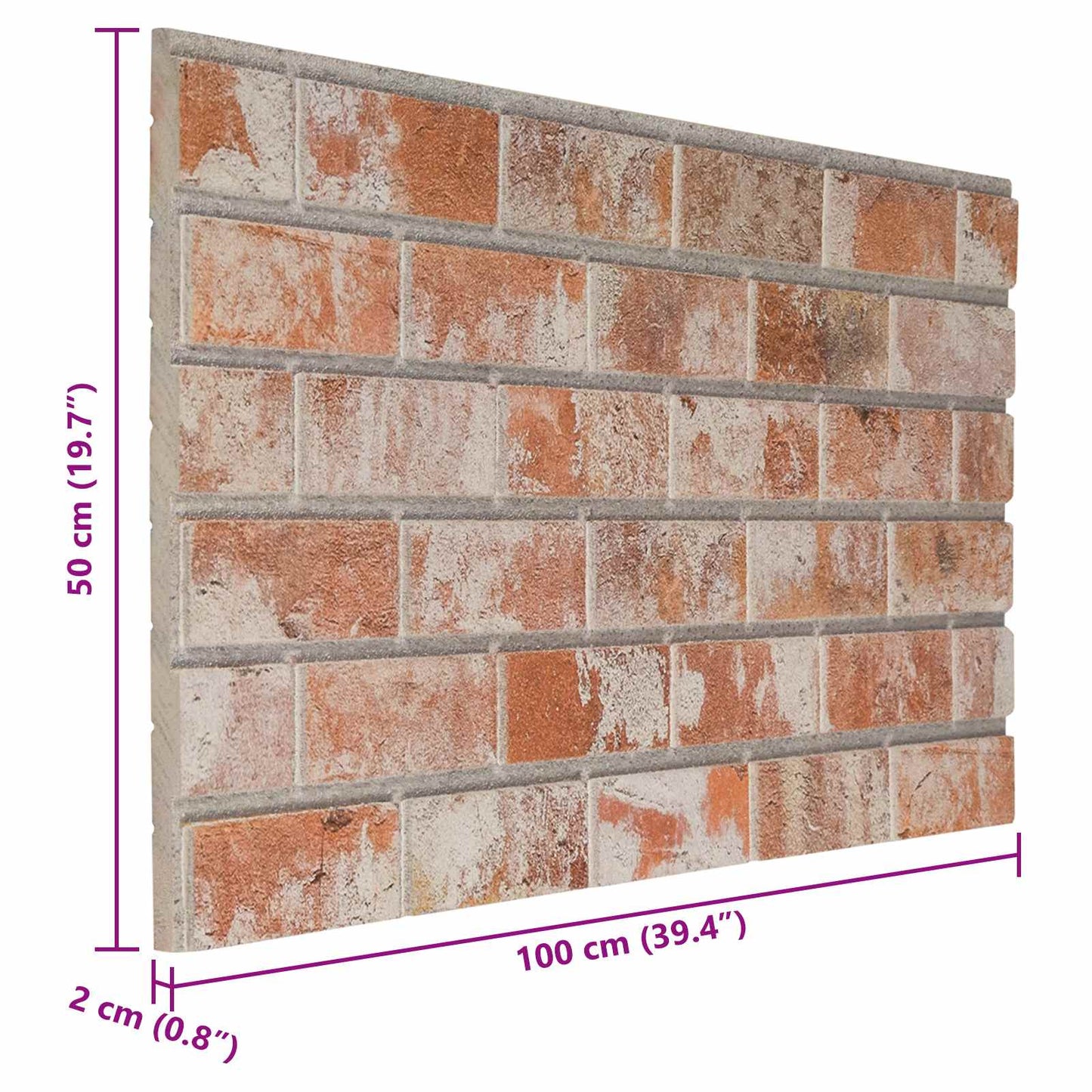 vidaXL Wall Panels 10 pcs 100 x 50 cm Orange EPS Foam