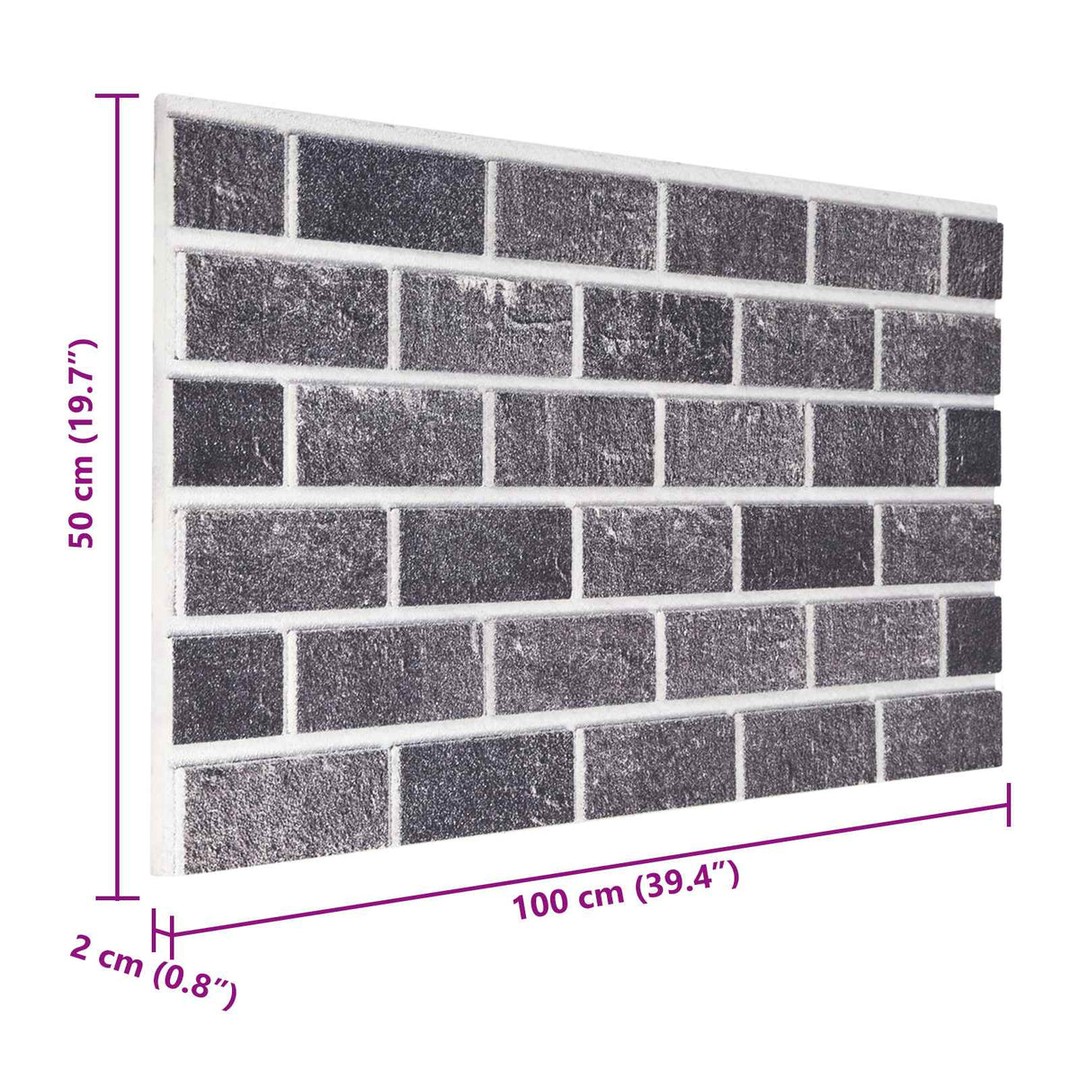 vidaXL Wall Panels 10 pcs 100 x 50 cm Black and Grey EPS Foam
