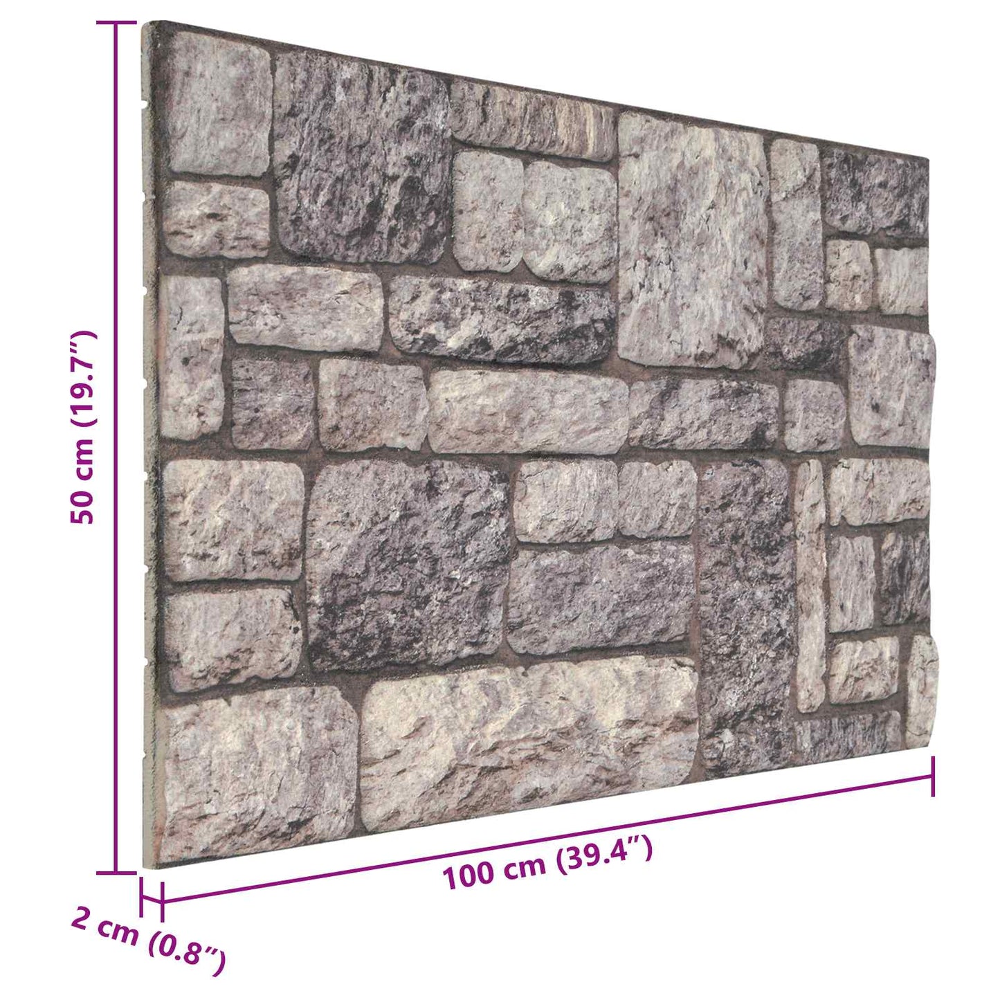vidaXL Wall Panels 10 pcs 100 x 50 cm Grey and White EPS Foam