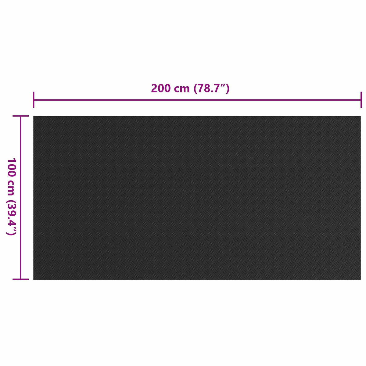 vidaXL Floor Mat with Checker Plate 1 x 2 m Black Rubber