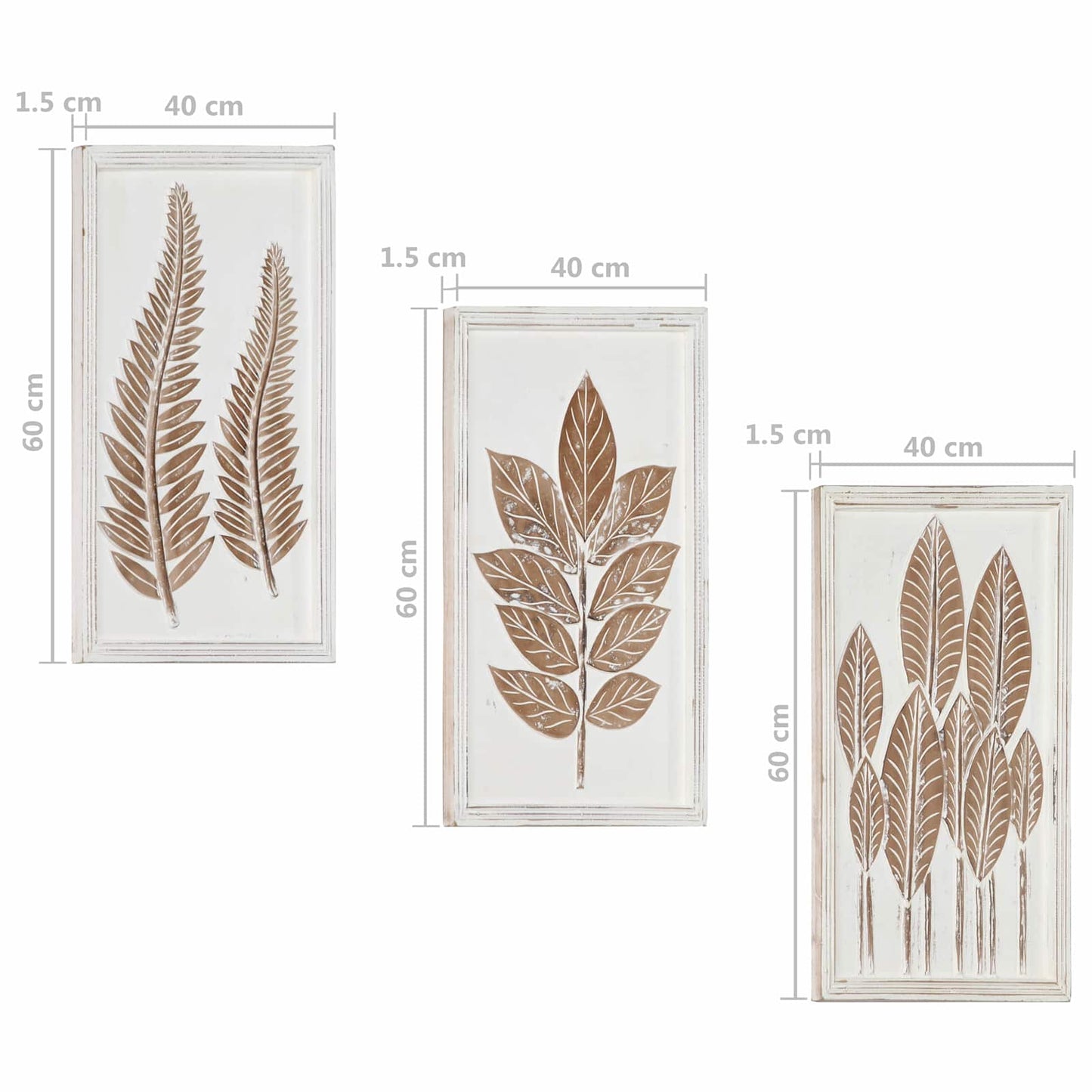 vidaXL Art Decor 3 pcs Brown and White 40 x 40 x 1.5 cm