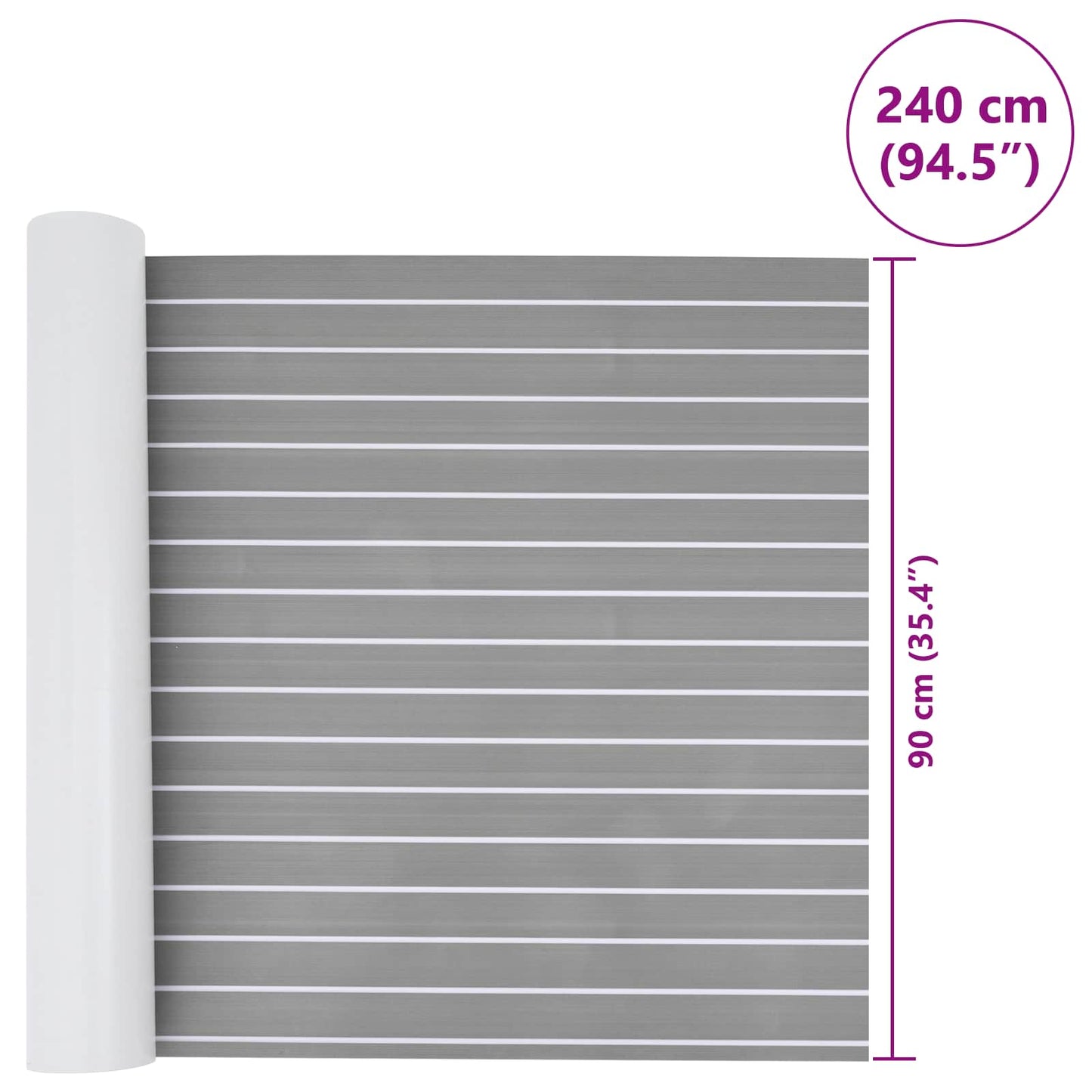 vidaXL Boat Mat Striped Light Grey and White 240 x 90 cm EVA