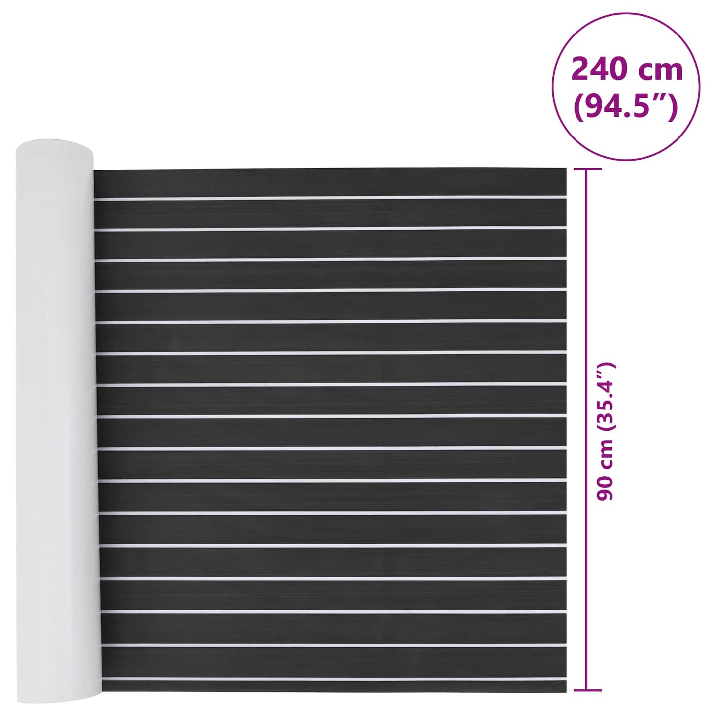vidaXL Boat Mat Striped Dark Grey and White 240 x 90 cm EVA