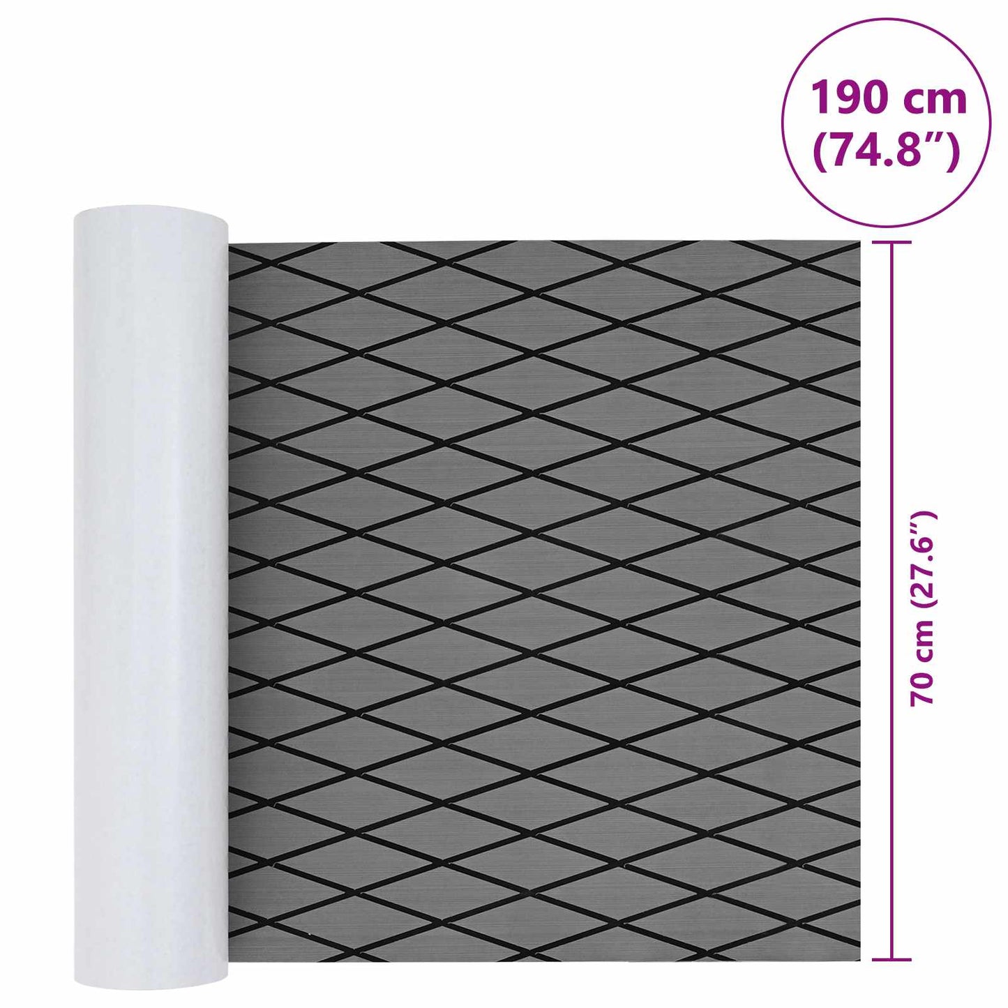 vidaXL Boat Mat Harlequin Light Grey and Black 190 x 70 cm EVA