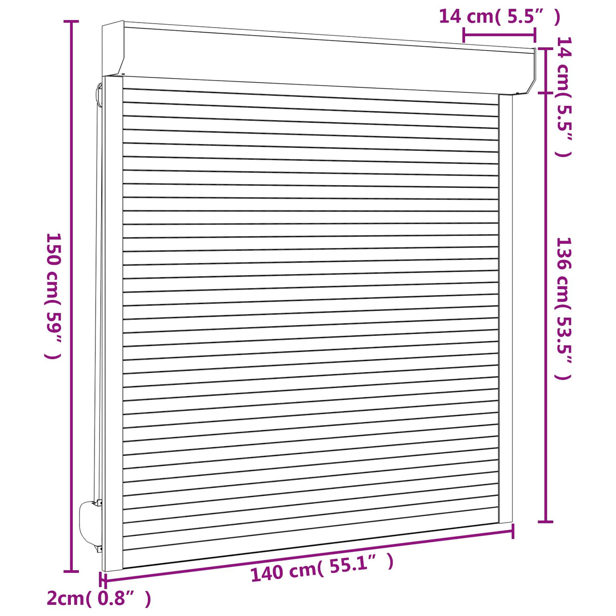 vidaXL Roller Shutter White 140 x 150 cm Aluminium and Polyurethane