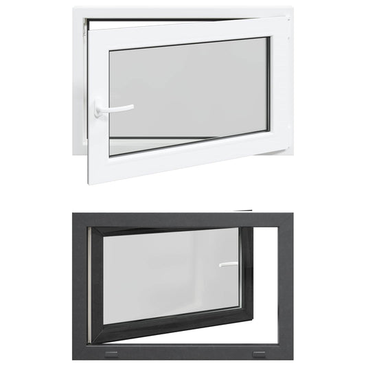 vidaXL Basement Window RISOR 90 x 50 cm PVC and Glass Anthracite