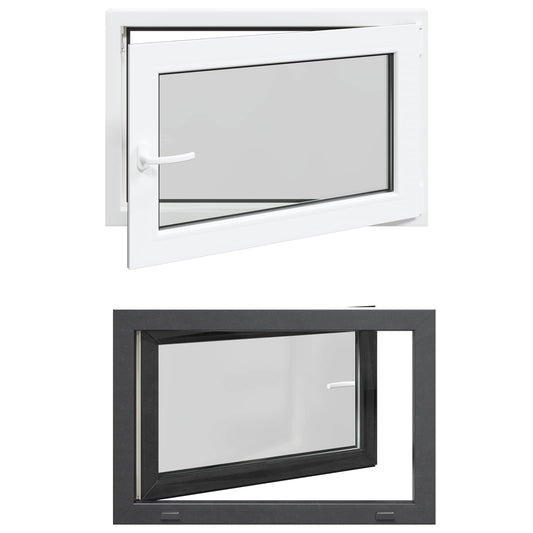 vidaXL Basement Window RISOR 90 x 60 cm PVC and Glass Anthracite