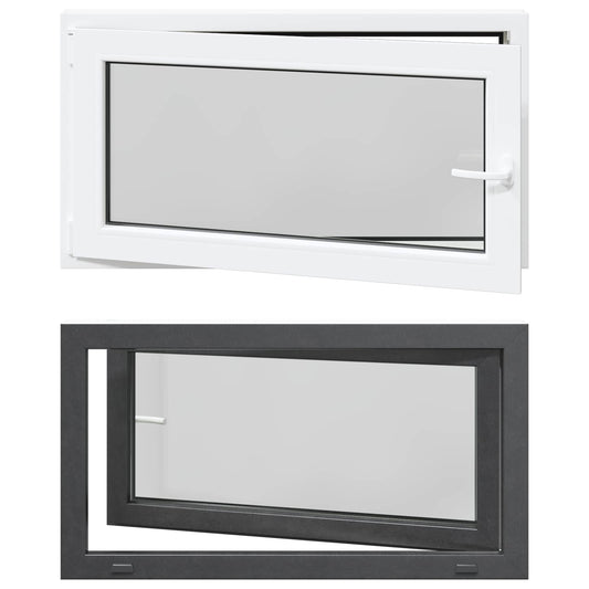 vidaXL Basement Window RISOR 110 x 70 cm PVC and Glass Anthracite