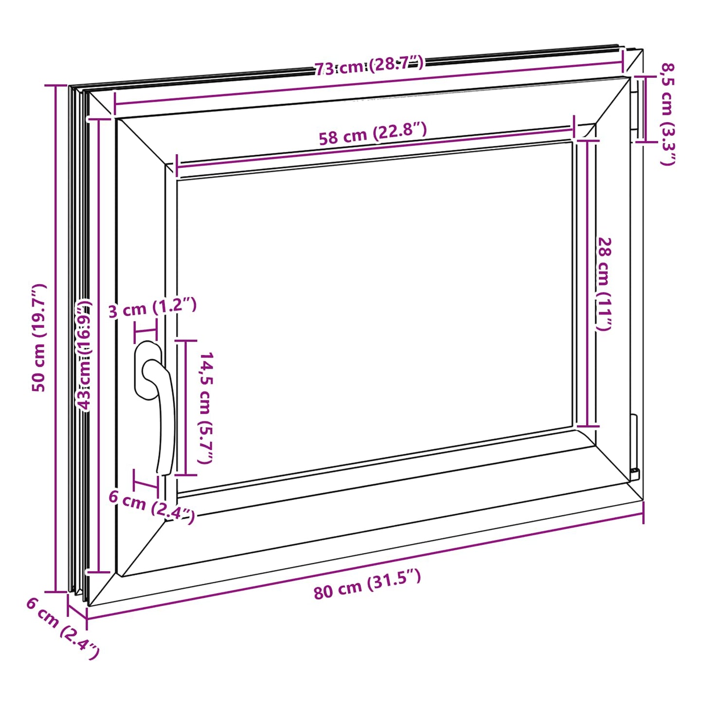vidaXL Basement Window RISOR 60 x 100 cm PVC and Glass Anthracite