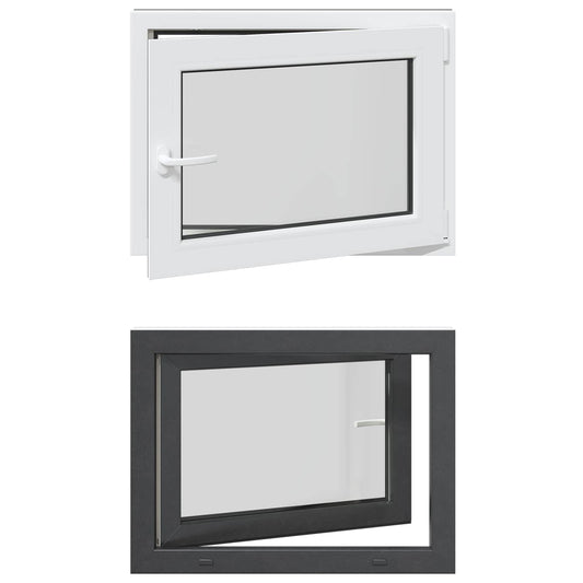 vidaXL Basement Window RISOR 80 x 50 cm PVC and Glass Anthracite
