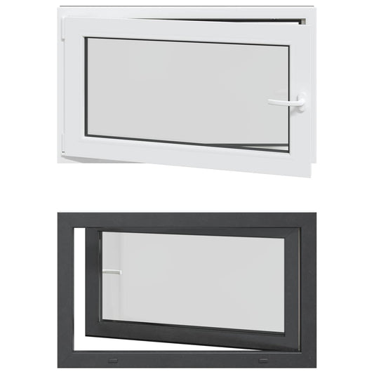 vidaXL Basement Window RISOR 100 x 50 cm PVC and Glass Anthracite