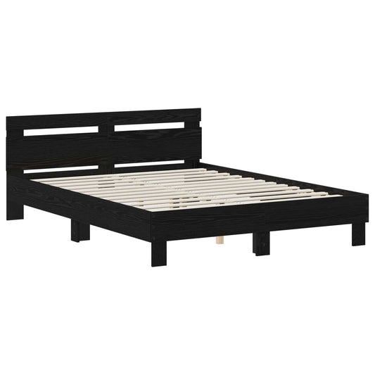 vidaXL Bed Frame Black Oak 140 x 190 cm Engineered Wood